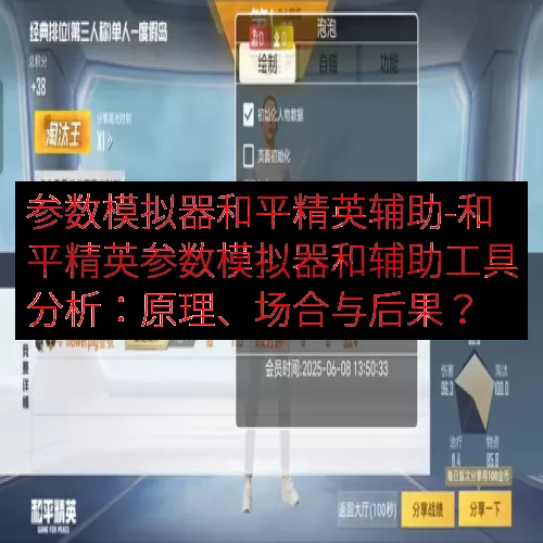 参数模拟器和平精英辅助-和平精英参数模拟器和辅助工具分析：原理、场合与后果？