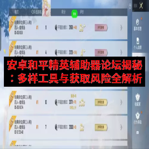 安卓和平精英辅助器论坛揭秘：多样工具与获取风险全解析