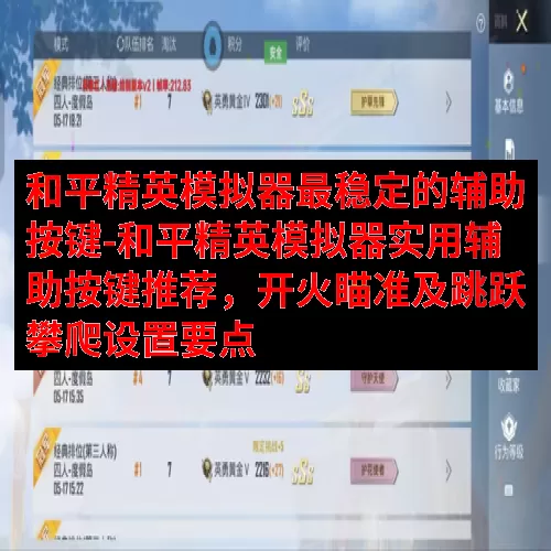 和平精英模拟器最稳定的辅助按键-和平精英模拟器实用辅助按键推荐，开火瞄准及跳跃攀爬设置要点