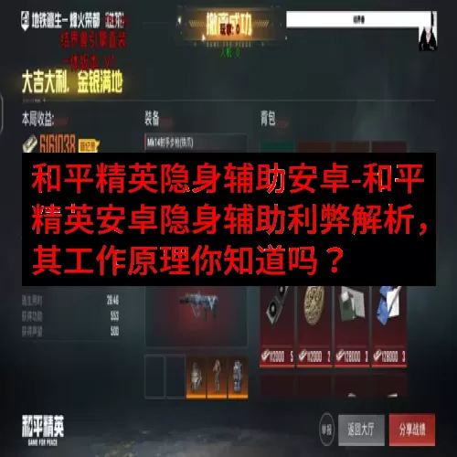 和平精英隐身辅助安卓-和平精英安卓隐身辅助利弊解析，其工作原